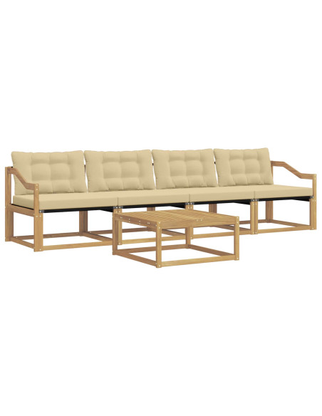 Set di divani da esterno 5 pcs Bianco e Beige 79 x 79 x 37 cm