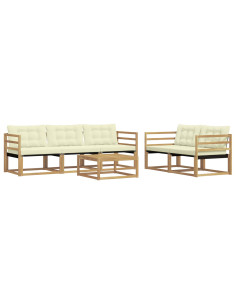 Set di divani da esterno 6 pcs Bianco e Crema 79 x 79 x 37 cm 2