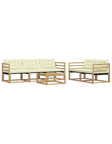 Set di divani da esterno 6 pcs Bianco e Crema 79 x 79 x 37 cm