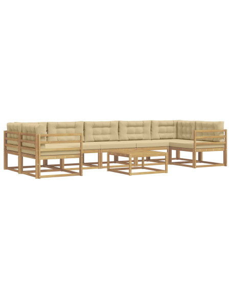 Set di divani da esterno con cuscino 6 pcs Bianco e Beige