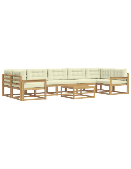 Set di divani da esterno con cuscino 6 pcs Bianco e Crema