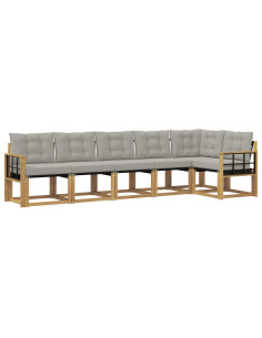 Set di divani da esterno 6 pcs Bianco e Grigio Chiaro 2