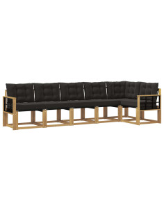 Set di divani da esterno con cuscino 6 pcs Bianco e Nero 2