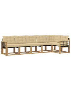 Set di divani da esterno con cuscino 6 pcs Bianco e Beige 2