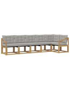 Set di divani da esterno 6 pcs Bianco e Grigio Chiaro 2