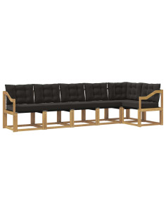 Set di divani da esterno con cuscino 6 pcs Bianco e Nero 2