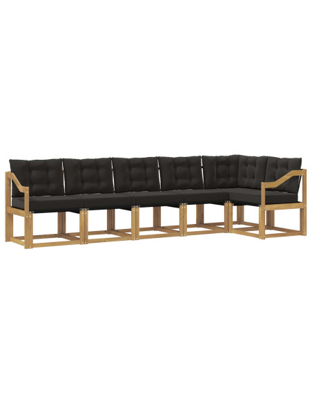 Set di divani da esterno con cuscino 6 pcs Bianco e Nero