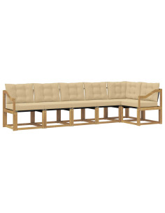 Set di divani da esterno con cuscino 6 pcs Bianco e Beige 2