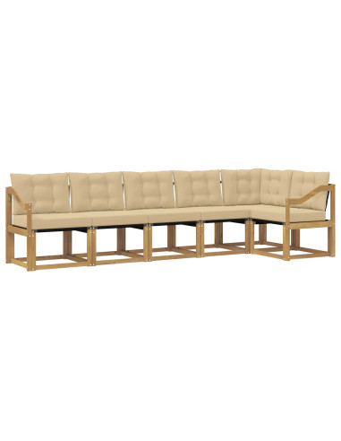 Set di divani da esterno con cuscino 6 pcs Bianco e Beige