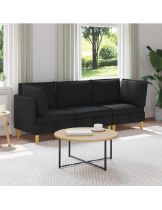 Set di mobili per il soggiorno con cuscino 3 pcs Nero Tessuto