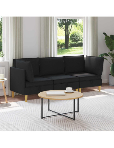 Set di mobili per il soggiorno con cuscino 3 pcs Nero Tessuto