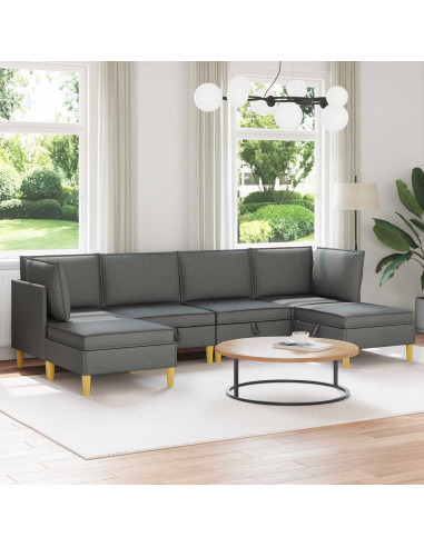 Set di mobili per il soggiorno 6 pcs Grigio Scuro Tessuto