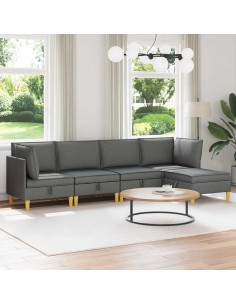Set di mobili per il soggiorno 5 pcs Grigio Scuro Tessuto