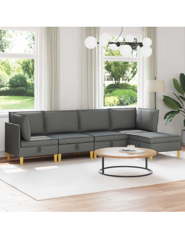 Set di mobili per il soggiorno 5 pcs Grigio Scuro Tessuto