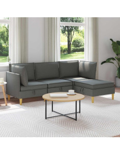 Set di mobili per il soggiorno 4 pcs Grigio Scuro Tessuto