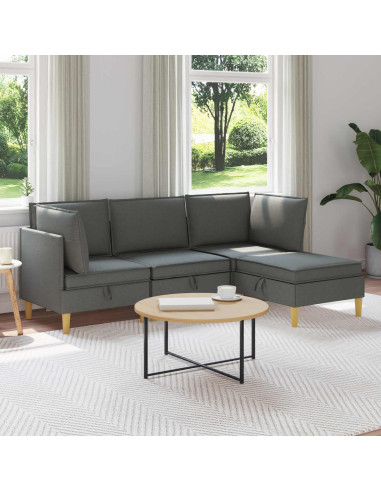 Set di mobili per il soggiorno 4 pcs Grigio Scuro Tessuto