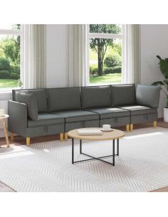 Set di mobili per il soggiorno 4 pcs Grigio Scuro Tessuto
