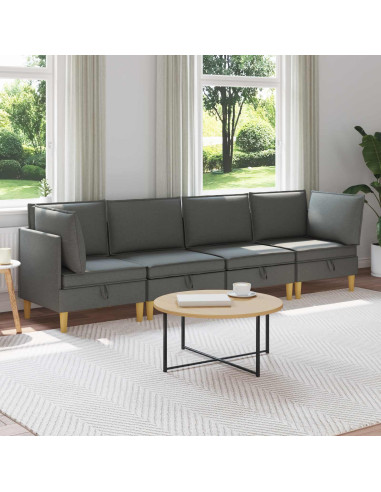 Set di mobili per il soggiorno 4 pcs Grigio Scuro Tessuto