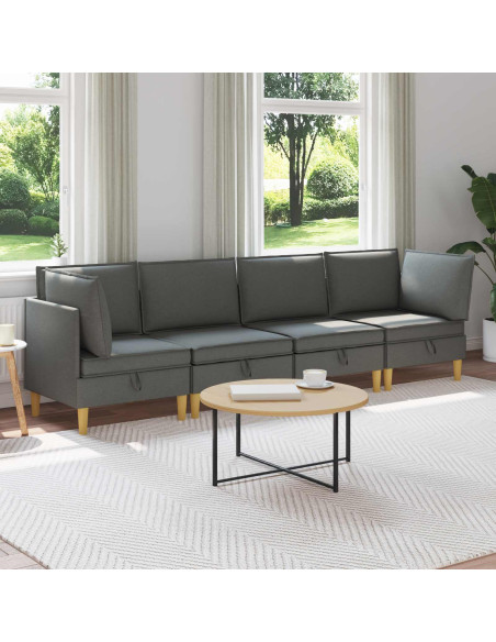 Set di mobili per il soggiorno 4 pcs Grigio Scuro Tessuto