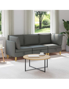 Set di mobili per il soggiorno 3 pcs Grigio Scuro Tessuto