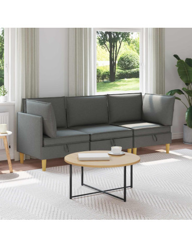 Set di mobili per il soggiorno 3 pcs Grigio Scuro Tessuto