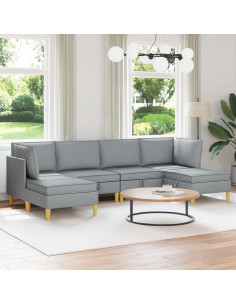 Set di mobili per il soggiorno 6 pcs Grigio Chiaro Tessuto