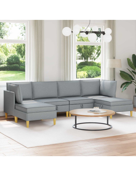 Set di mobili per il soggiorno 6 pcs Grigio Chiaro Tessuto