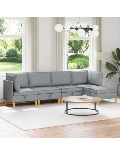 Set di mobili per il soggiorno 5 pcs Grigio Chiaro Tessuto