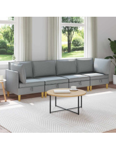 Set di mobili per il soggiorno 4 pcs Grigio Chiaro Tessuto