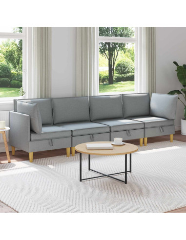 Set di mobili per il soggiorno 4 pcs Grigio Chiaro Tessuto