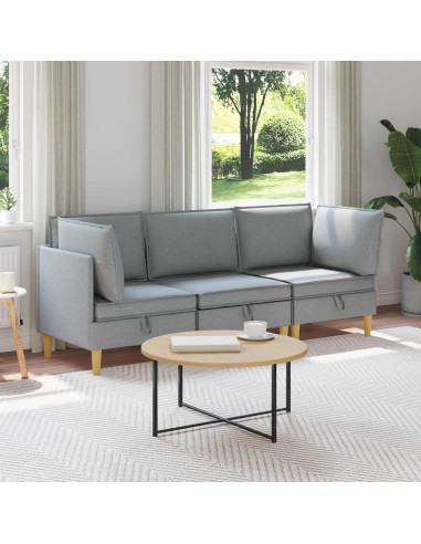 Set di mobili per il soggiorno 3 pcs Grigio Chiaro Tessuto
