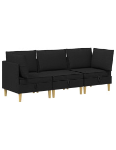 Set di mobili per il soggiorno con cuscino 3 pcs Nero Tessuto 2