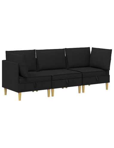 Set di mobili per il soggiorno con cuscino 3 pcs Nero Tessuto