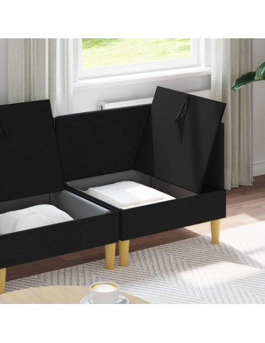 Set di mobili per il soggiorno con cuscino 3 pcs Nero Tessuto