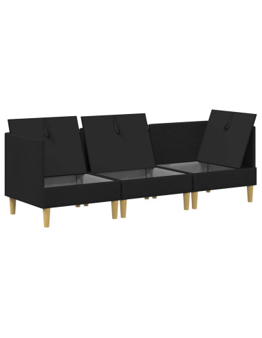 Set di mobili per il soggiorno con cuscino 3 pcs Nero Tessuto
