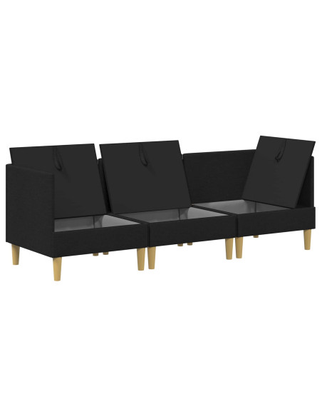 Set di mobili per il soggiorno con cuscino 3 pcs Nero Tessuto