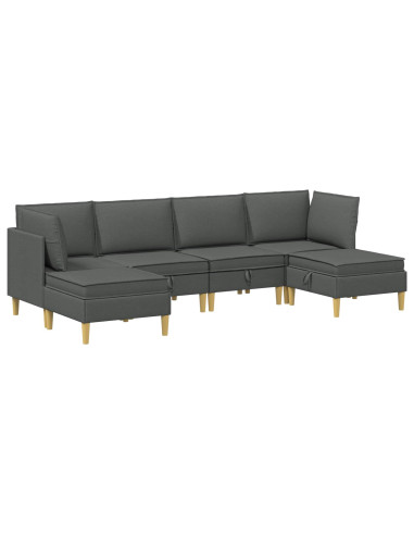 Set di mobili per il soggiorno 6 pcs Grigio Scuro Tessuto