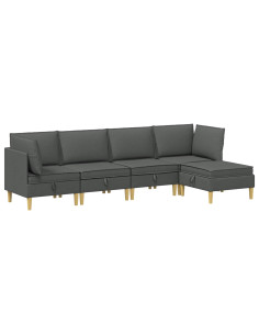 Set di mobili per il soggiorno 5 pcs Grigio Scuro Tessuto 2
