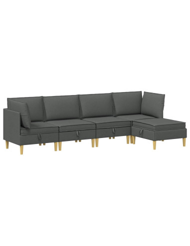 Set di mobili per il soggiorno 5 pcs Grigio Scuro Tessuto