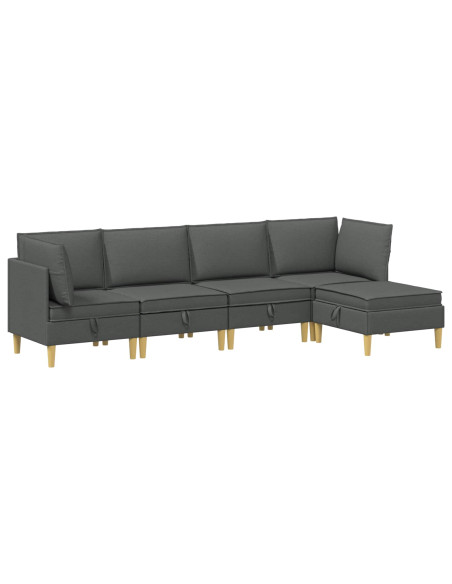 Set di mobili per il soggiorno 5 pcs Grigio Scuro Tessuto