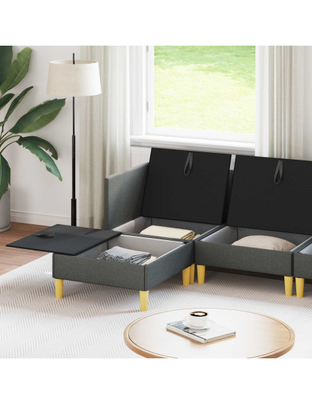 Set di mobili per il soggiorno 5 pcs Grigio Scuro Tessuto