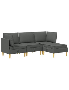 Set di mobili per il soggiorno 4 pcs Grigio Scuro Tessuto 2