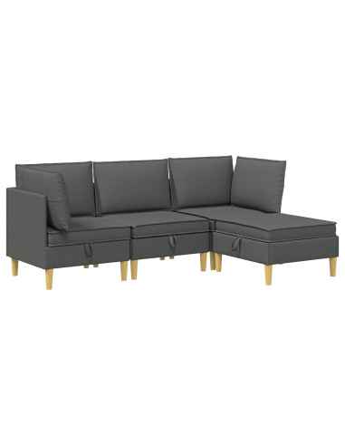 Set di mobili per il soggiorno 4 pcs Grigio Scuro Tessuto