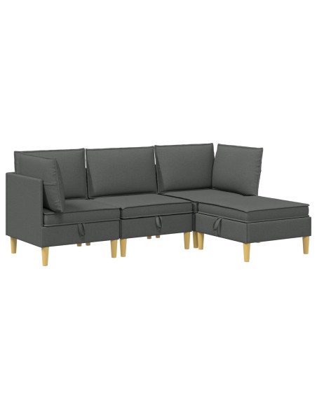 Set di mobili per il soggiorno 4 pcs Grigio Scuro Tessuto