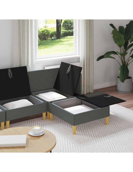Set di mobili per il soggiorno 4 pcs Grigio Scuro Tessuto