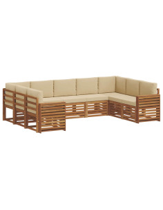Set divani 9 pcs Naturale e Beige Legno di Acacia Massello 2