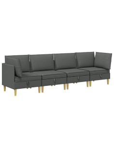 Set di mobili per il soggiorno 4 pcs Grigio Scuro Tessuto 2