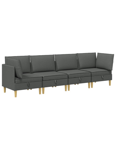 Set di mobili per il soggiorno 4 pcs Grigio Scuro Tessuto