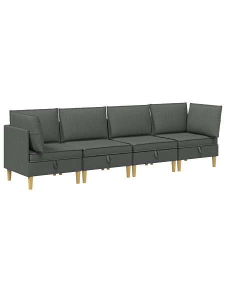 Set di mobili per il soggiorno 4 pcs Grigio Scuro Tessuto