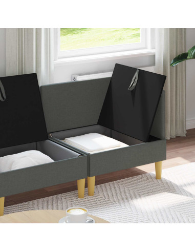 Set di mobili per il soggiorno 4 pcs Grigio Scuro Tessuto